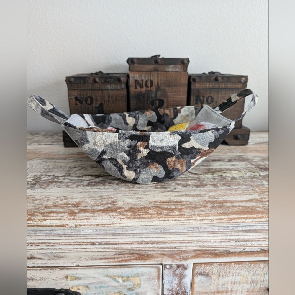 Hand Crafted Sling Basket, Gray, Black, Tan